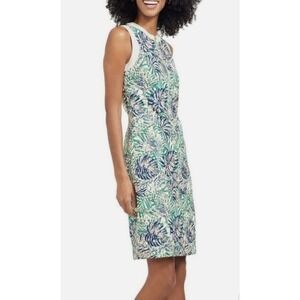 J. McLaughlin Sandra Zip Front Sleeveless Botanical Jacquard Dress Size 14